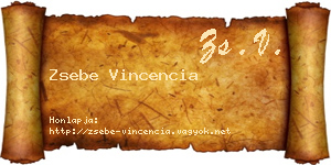 Zsebe Vincencia névjegykártya